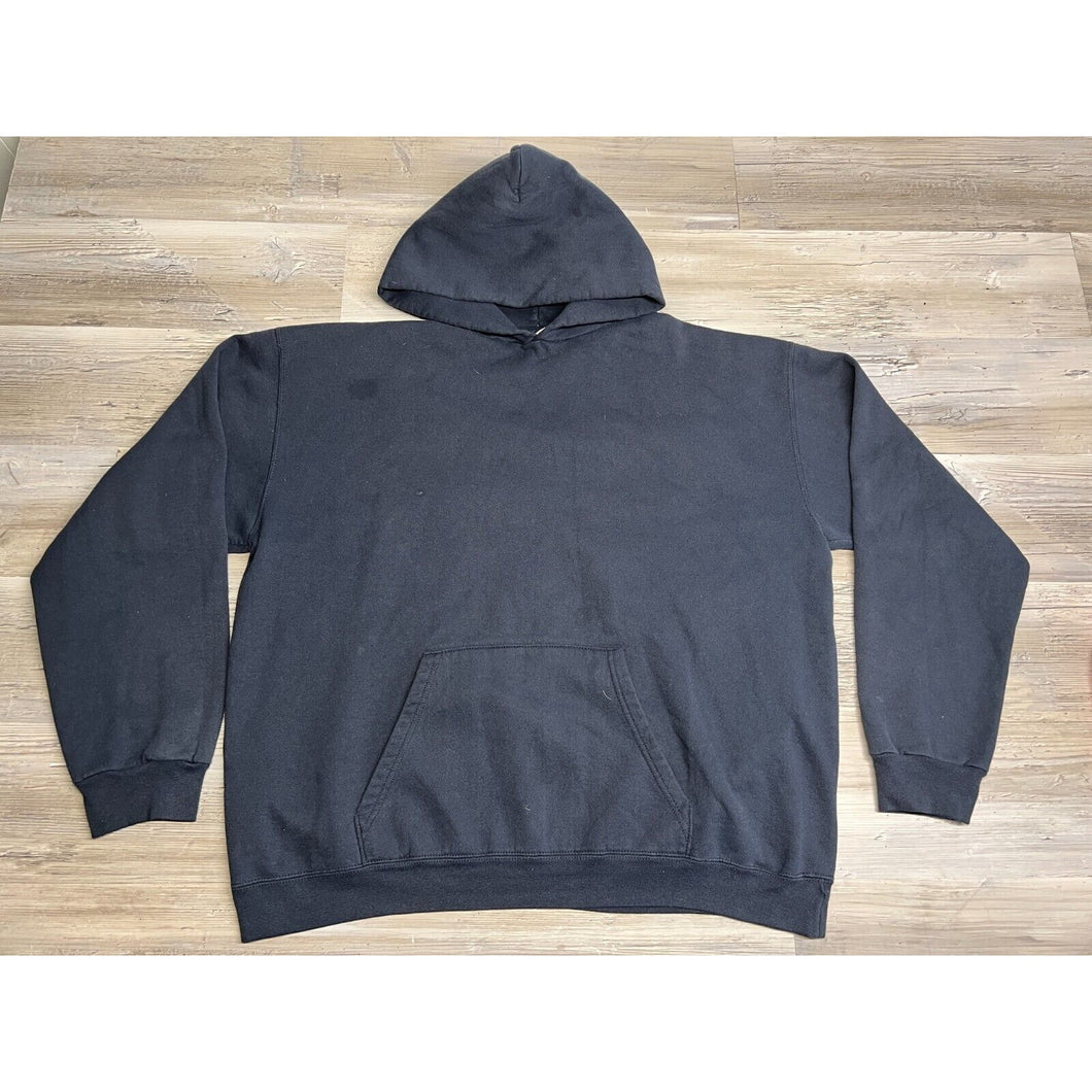 Faded Solid Blank Black Hoodie Pullover Sweatshirt Mens Sz XL Streetwear Grunge