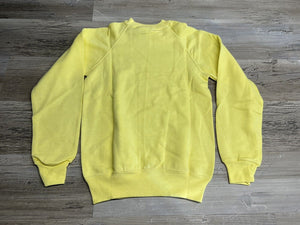 Vintage Blank Raglan Crewneck Sweatshirt - Yellow, Worn Soft - Size M - Made in USA