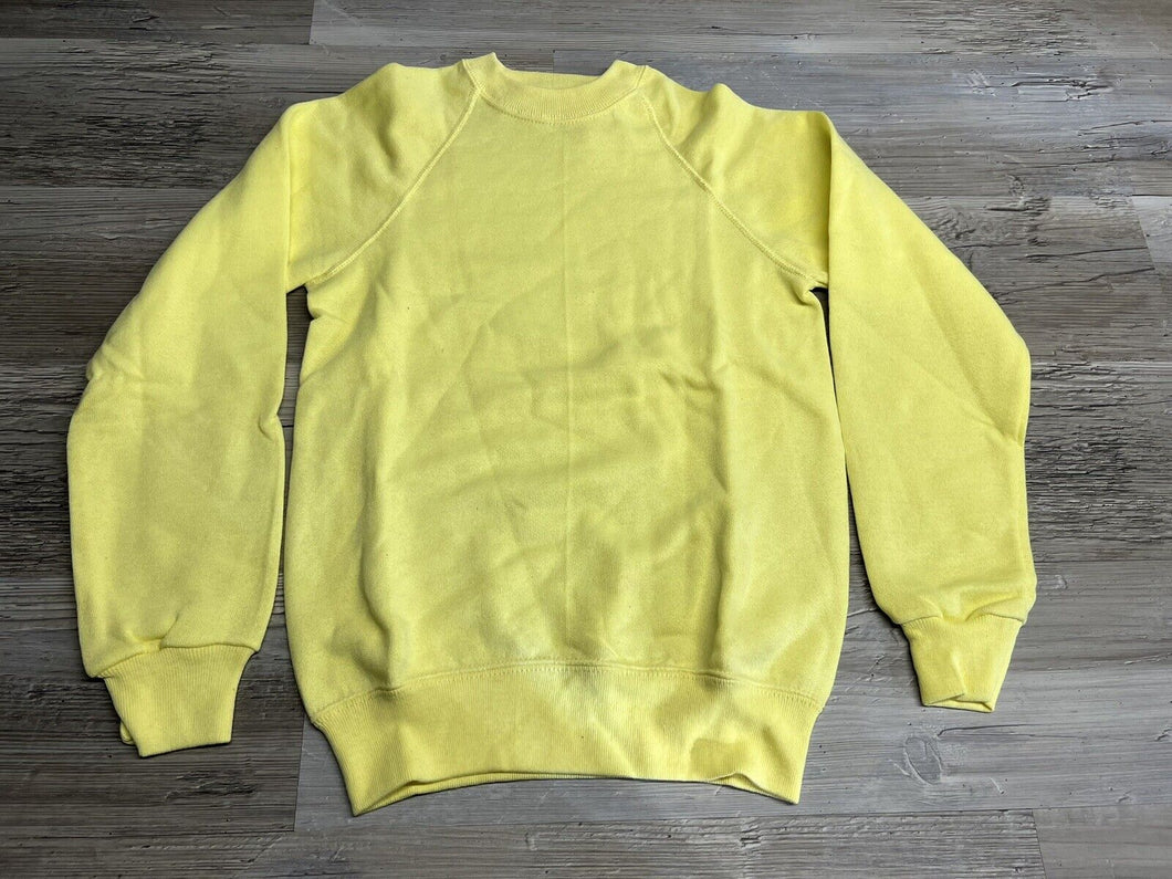 Vintage Blank Raglan Crewneck Sweatshirt - Yellow, Worn Soft - Size M - Made in USA