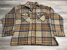 Load image into Gallery viewer, Vintage Sport-Abouts by Big Yank Wool Flannel Button-Up Shirt - Black Brown Plaid - Size L/XL - Made in USA
