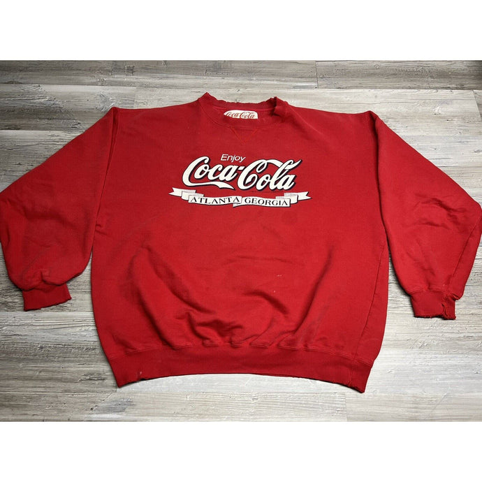 Vintage 80s Coca Cola Sweatshirt Faded Oversized Distressed Retro Atlanta GA XL