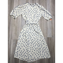 Load image into Gallery viewer, Vtg 80s Secretary Day Dress Polka Dot Sheer Prairie Cottage Shoulder Pads Sz 12