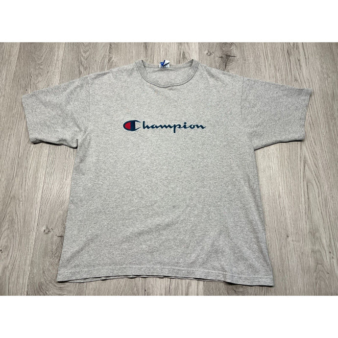 Vintage Champion T-Shirt Logo Spell Out Single Stitch Made in USA Gym Tee Size L