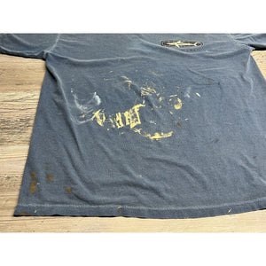 Vintage 90s Faded Paint Splatter Oversized Graphic T-Shirt Maui Hawaii Blue Sz L
