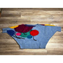 Load image into Gallery viewer, Vtg Abstract Sweater Cropped Funky Retro Mohair Indie Colorful 3/4 Sleeve Size L