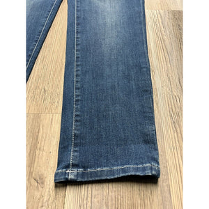 Womens LL Bean Faded Indigo Denim Jeans Stretch Size 12 Petite Dark Wash Tapered