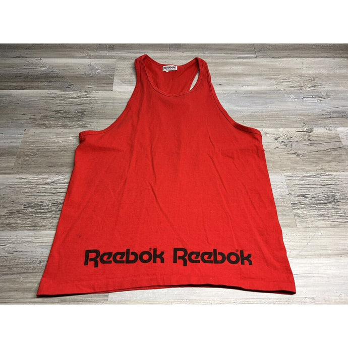 Vtg Muscle Shirt Reebok Tank Top Oversized Spell Out Logo Single Stitch USA Made