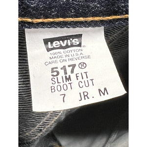 Womens Levis 517 Raw Denim Jeans Slim Fit High Rise Boot Cut Size 7 Jr M NWT Vtg