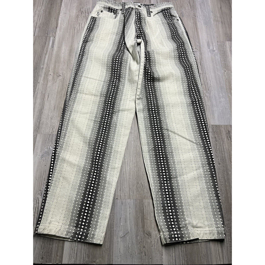 Vintage Kikwaer White And Black Denim Jeans USA Made Size 32x32 Pointillism