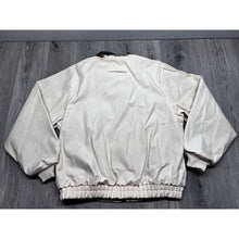Load image into Gallery viewer, Vtg Members Jacket Bomber Full Zip Made in USA Snap Button Off White Canvas Sz L