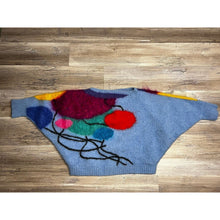 Load image into Gallery viewer, Vtg Abstract Sweater Cropped Funky Retro Mohair Indie Colorful 3/4 Sleeve Size L
