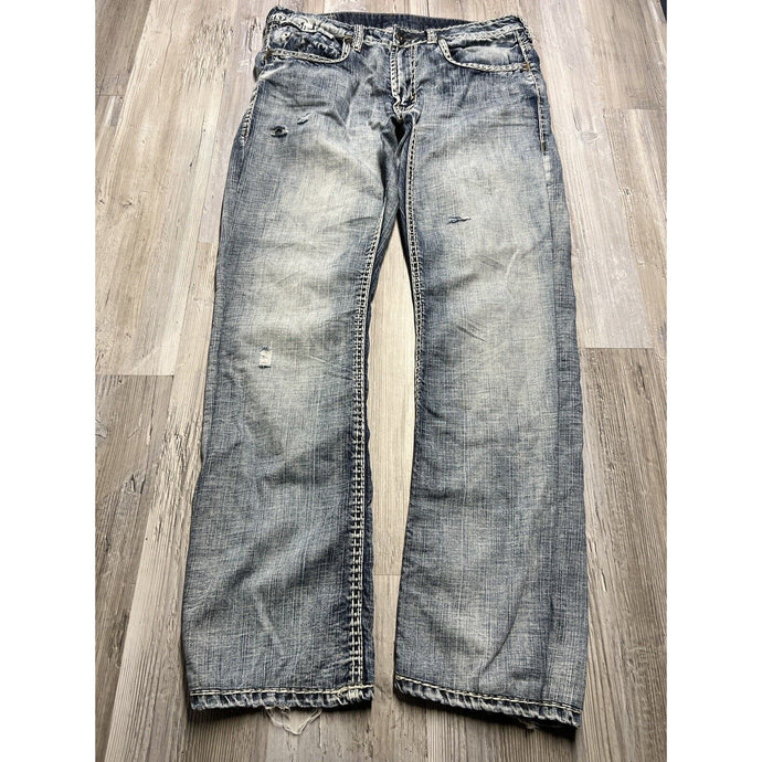 Buffalo David Bitton Mens Distressed Denim Designer 90s Y2K Jeans Size 34x30