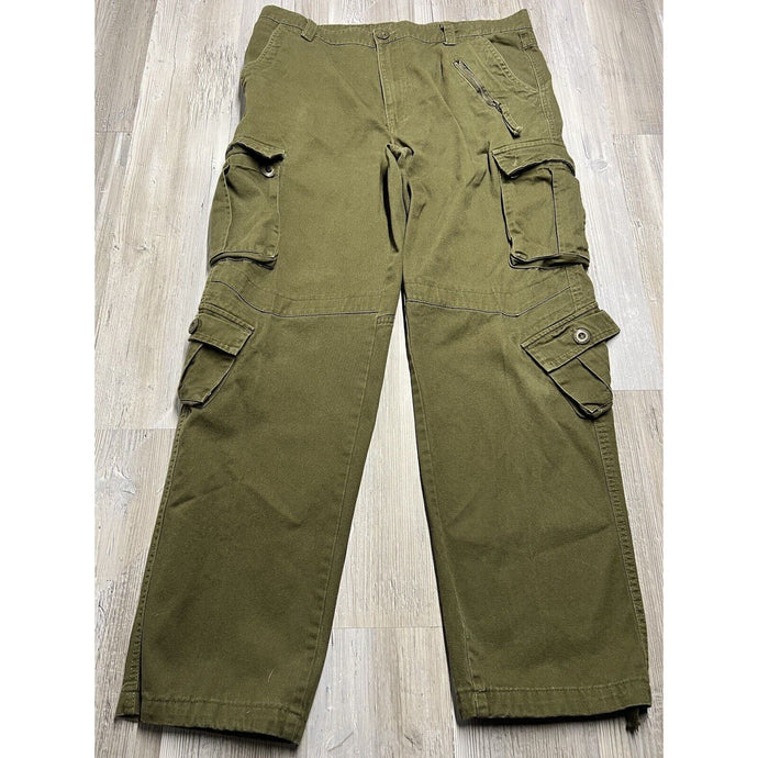 Vintage Baggy Cargo Pants Mens 38x30 Commando Parachute OD Green Faded Tactical