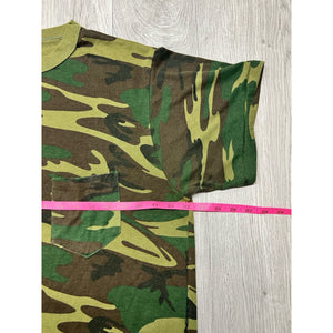 Vintage Camo Oversized Pocket T-Shirt Single Stitch Faded Punk Grunge Skater 2XL