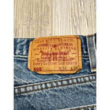 Load image into Gallery viewer, Mens Levis 505 Denim Stonewash Distressed Straight Leg Normcore Dad Jeans 34x34