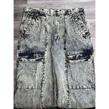 Load image into Gallery viewer, Vtg Acid Wash Jeans Baggy Cargo Pleated High Rise Double Button Fly Oslo Sz 38