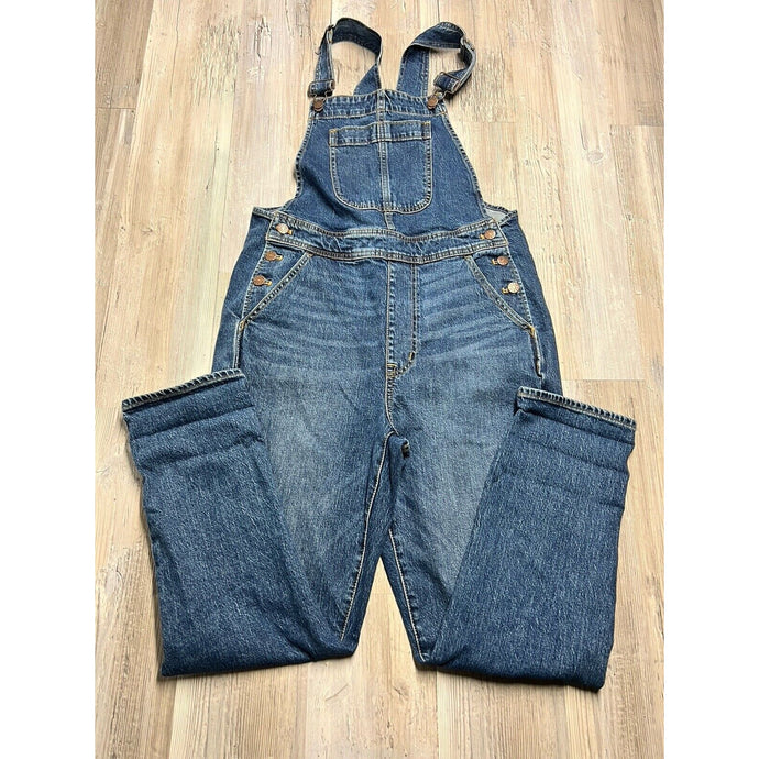 J. Crew Denim Overall Dark Wash Stretch Straight Leg Womens Size S Tapered Leg