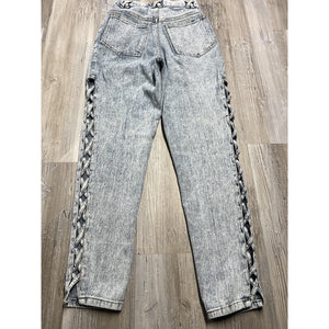 Vintage Fredericks of Hollywood Lace Up Leg Jeans High Rise 9 Acid Wash Pleated