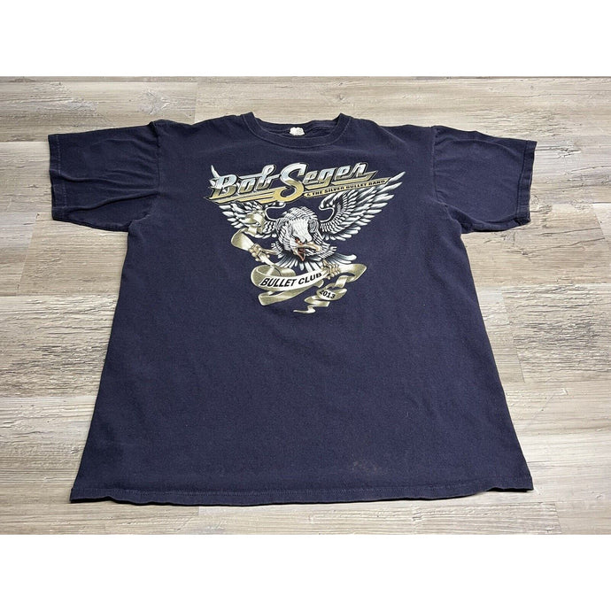 Faded Rock Band T-Shirt Eagle Biker Tee Bob Seger Silver Bullet Club Blue Size L
