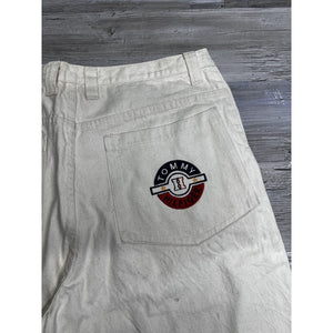 Vtg Tommy Hilfiger Jeans Super Baggy Off White Zip Pocket Utility Skater Size 40