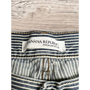 Womens Banana Republic Premium Denim Roll Up Shorts Size 26 Carpenter Stripe