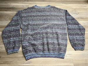 Vintage 90s Saturdays Aztec Pattern Crewneck Sweatshirt - Blue - Size XL
