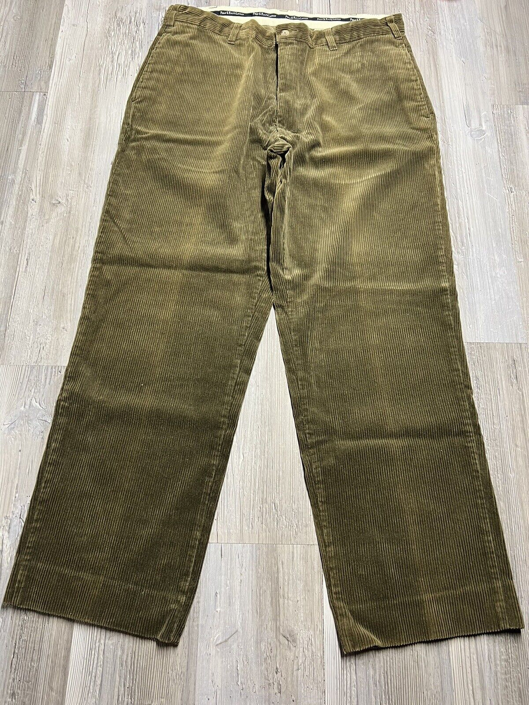 Vintage Polo Ralph Lauren Cords Corduroy Pants – Olive Green – Size 35 x 36