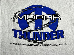 Vintage Y2K Mopar Thunder at Eldora Speedway Drag Racing T-Shirt – Heather Gray – Size XL